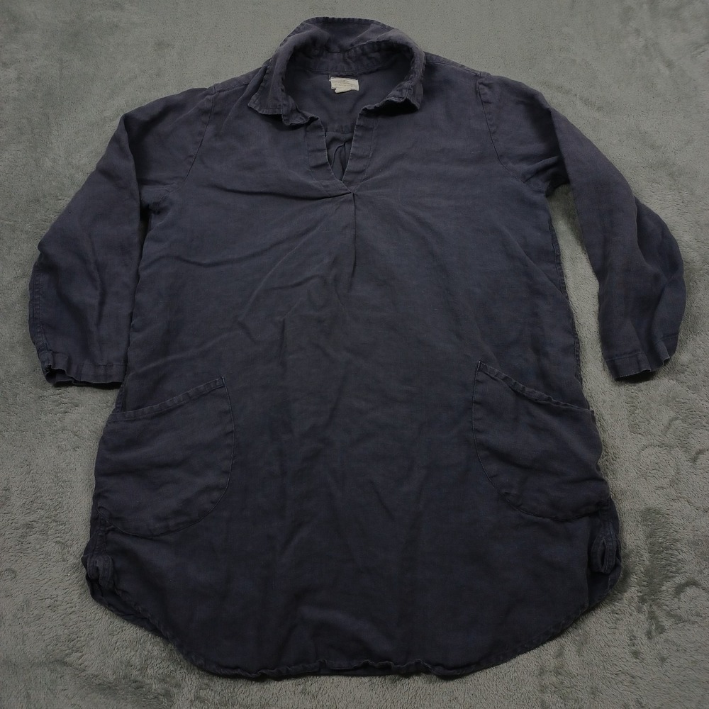 Vikolino‎ Top Womens Medium Gray Linen Pullover Pockets Preppy Lagenlook